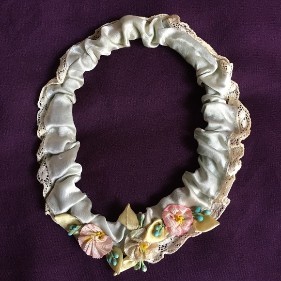 Antique Accessories - Antique Floral Garter, Hand Sewn, French Millinery Flowers